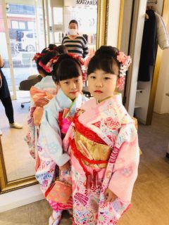 東松戸で七五三の着付けと新日本髪！女の子は3歳と7歳です！