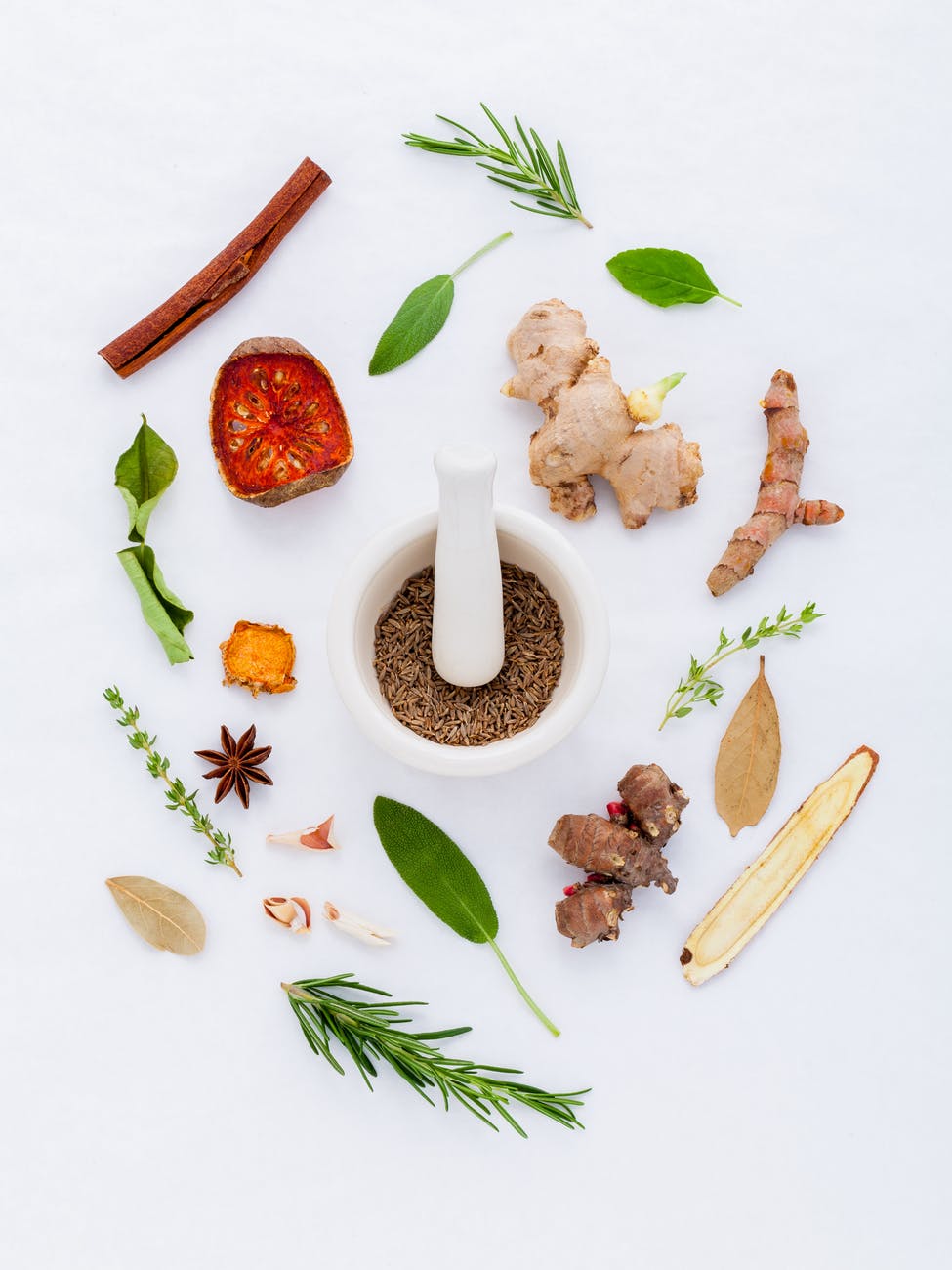 food on white background